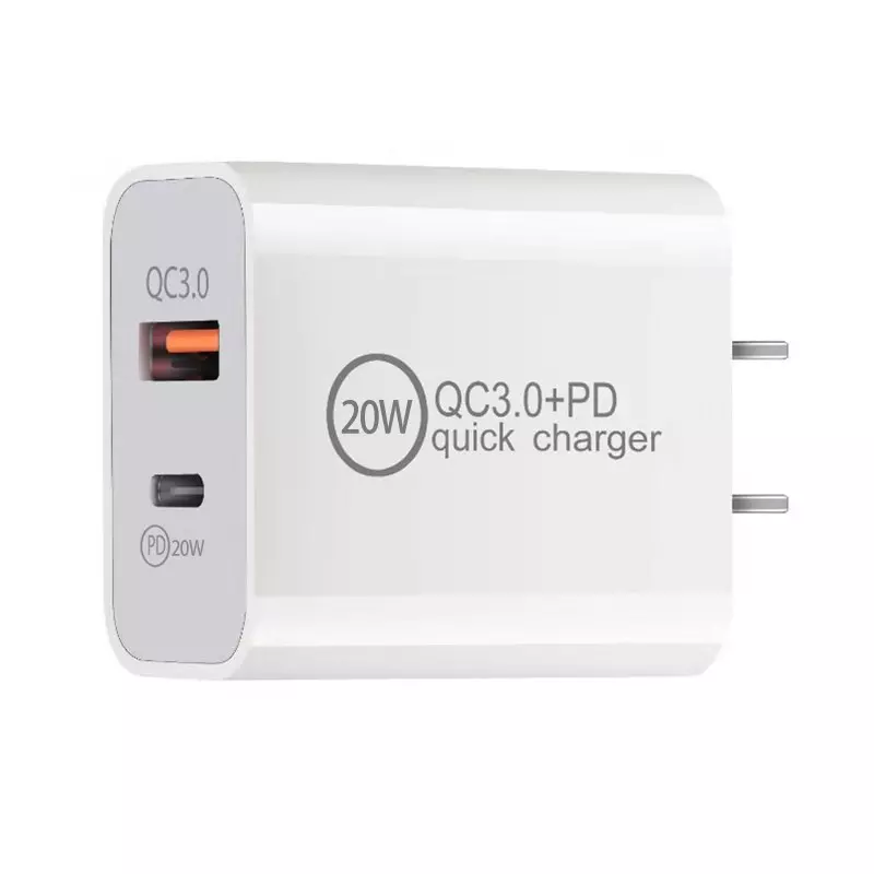 20W USB QC3.0+PD QUICK Charger, Dual Port Fast Charger Adapter, Compatible with all iPhone model & Android Phones.